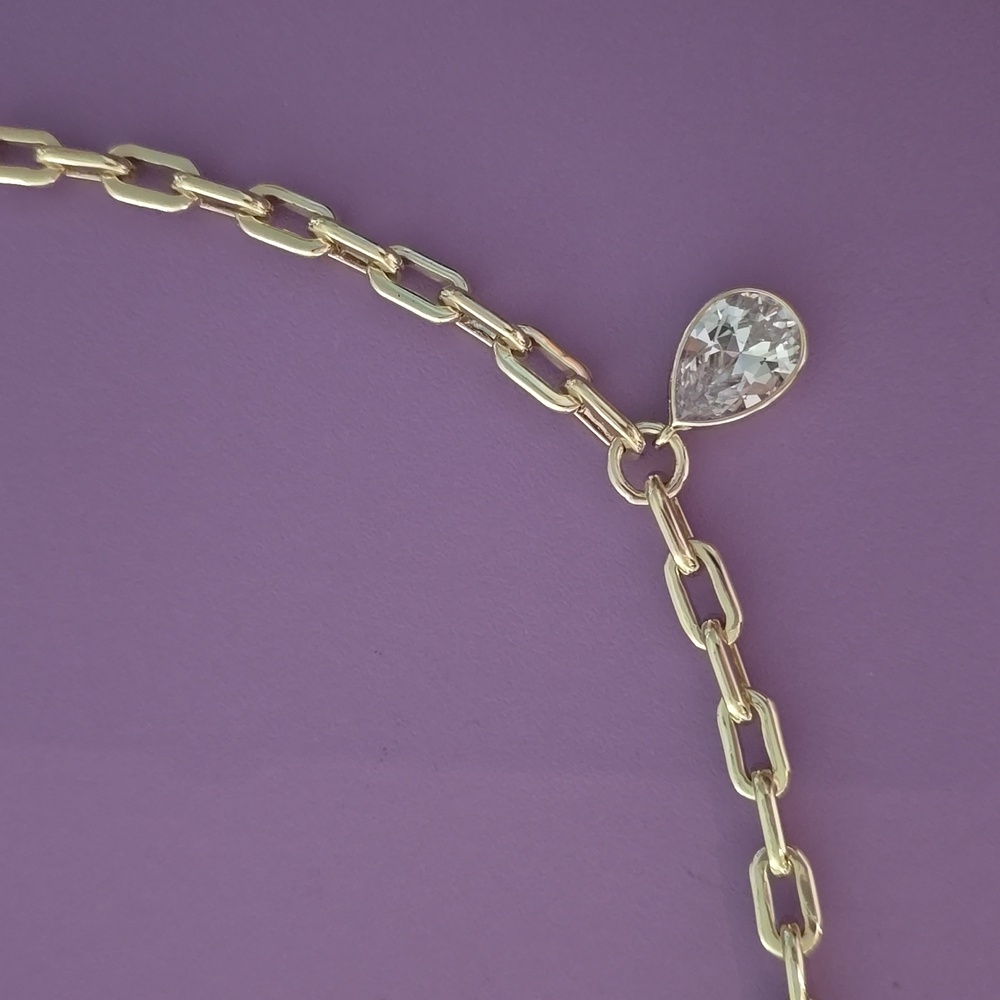 Melinda Maria Gold Chain Necklace with Clear Teardrop Pendant